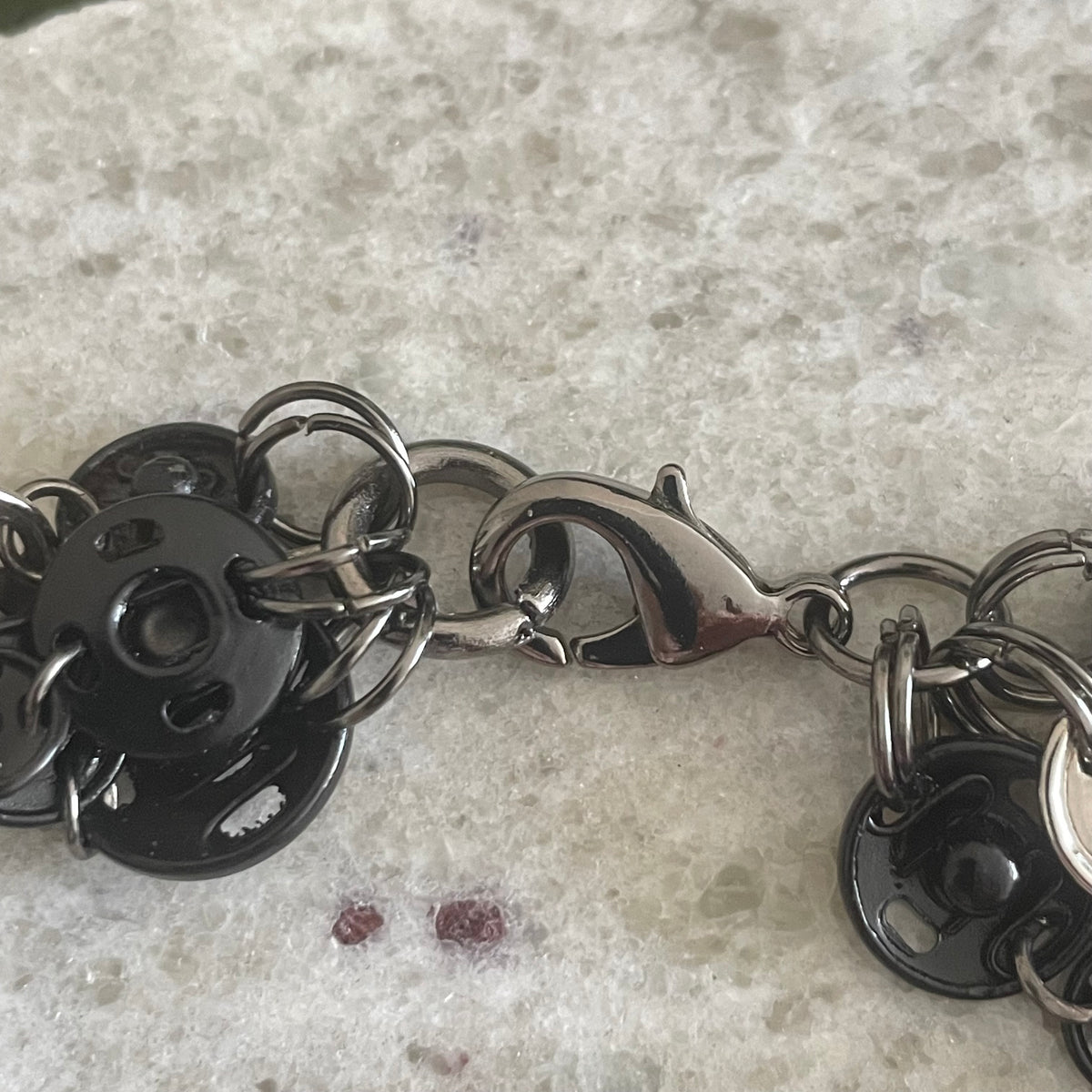 Tri-layer Snap Bracelet Black Silver Casual Upcycled Women's Jewelry Fun Hand Crafted Gift Idea Crafters Maximalist Lightweight