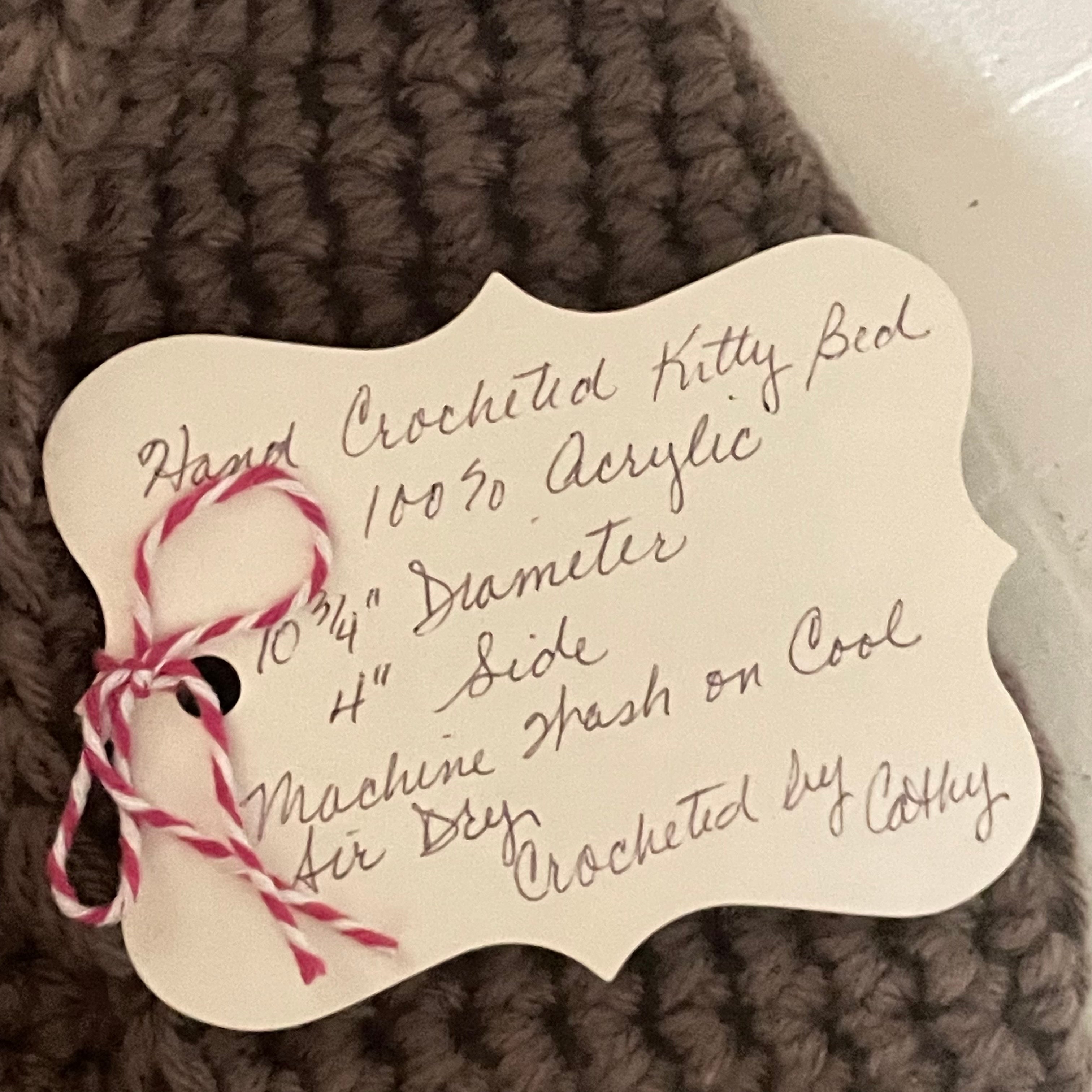 Small Cat Bed in Taupe & Black Nose 10.75" Hand Crocheted Pet Furbaby Gift Cat Mom Dad Handmade Knit Animal Lover