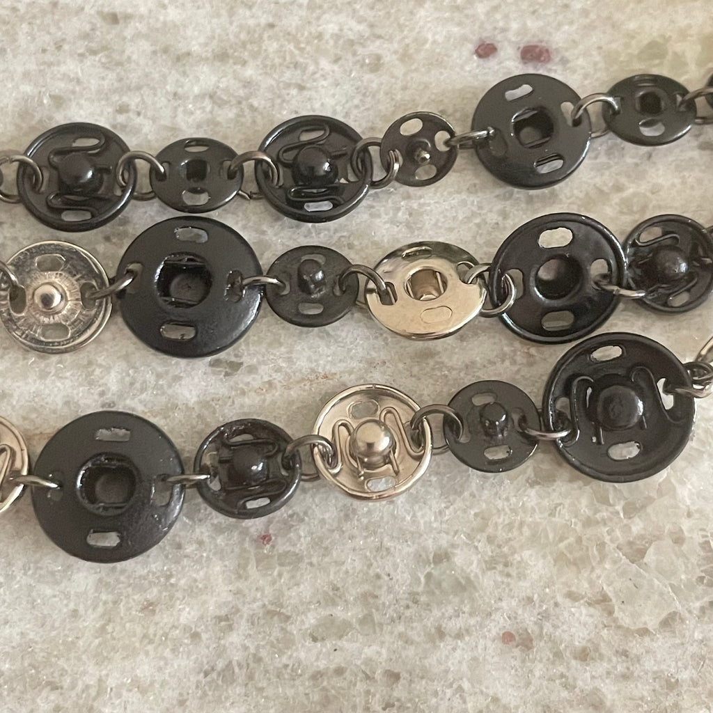Tri-layer Snap Bracelet Black Silver Casual Upcycled Women's Jewelry Fun Hand Crafted Gift Idea Crafters Maximalist Lightweight