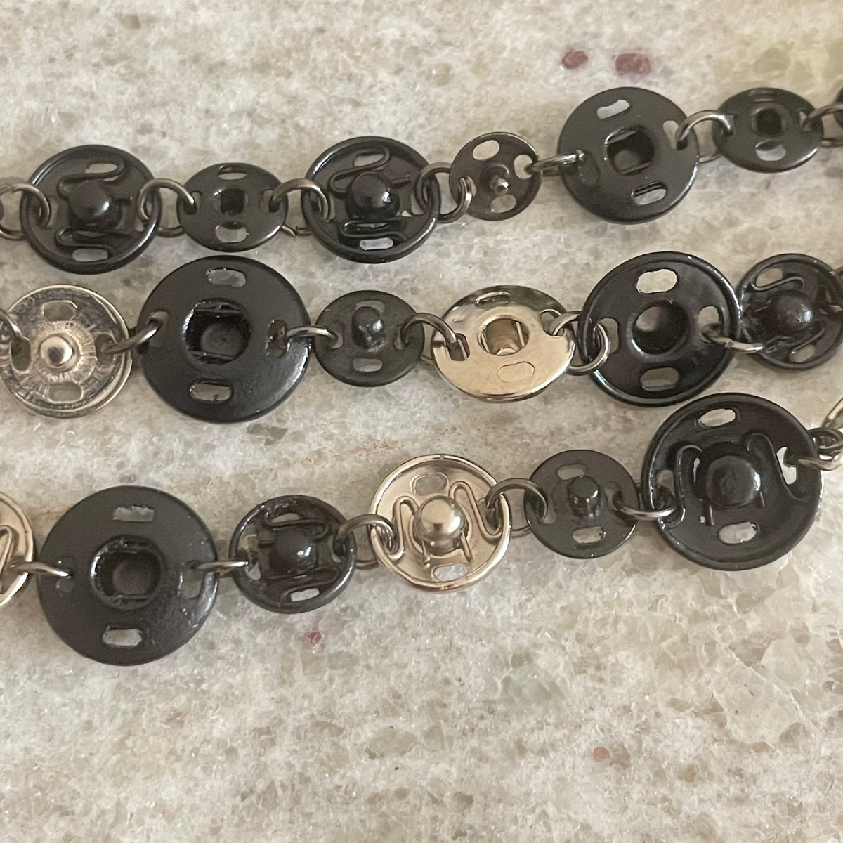 Tri-layer Snap Bracelet Black Silver Casual Upcycled Women's Jewelry Fun Hand Crafted Gift Idea Crafters Maximalist Lightweight