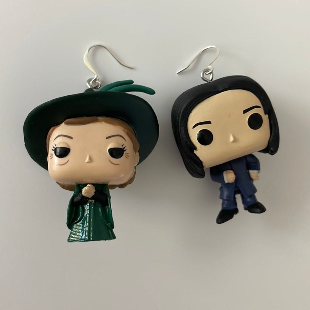 Pop Vinyl Earrings Snape & McGonagall Harry Potter Hand Crafted Repurposed Halloween Fandom Cosplay