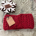 Extra Warm Marbled Red Wine Hand Crocheted Ear Warmers Wide Band 26" Headband Fall Winter Maroon Outdoor