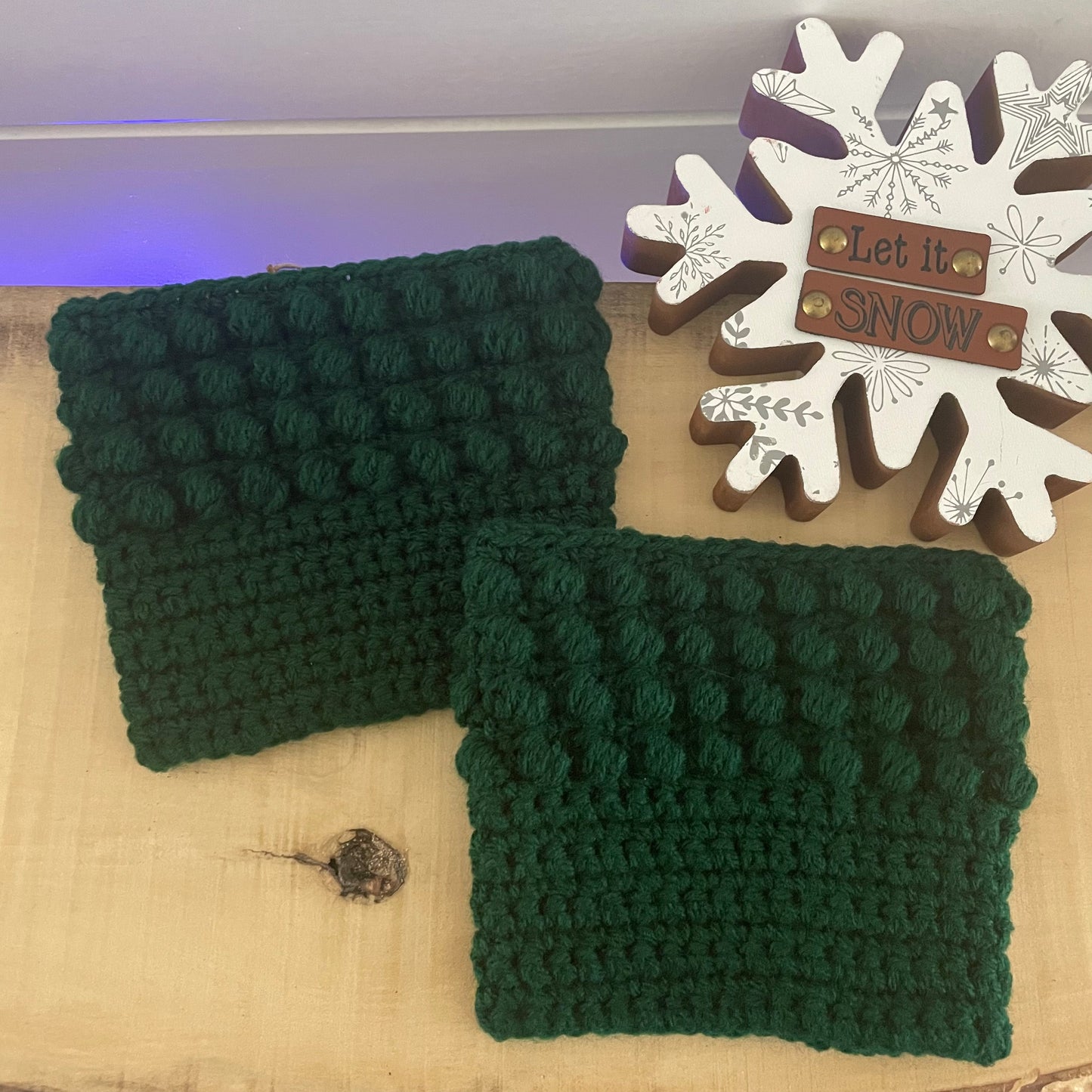 Boot Cuffs in Hunter Green Puff Stitch 13" Hand Crocheted Knit Fall Winter Hiking Indoor Outdoor Cozy Leg Warmers Women Handmade Gift Accessory