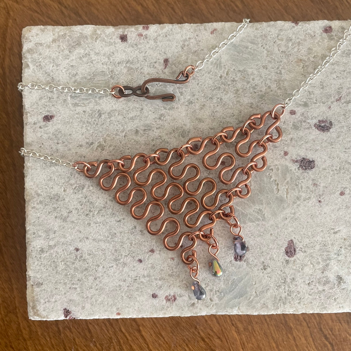 Linked Copper Bar Necklace Women's Jewelry Maximalist Statement Drama Avant Garde Geometric