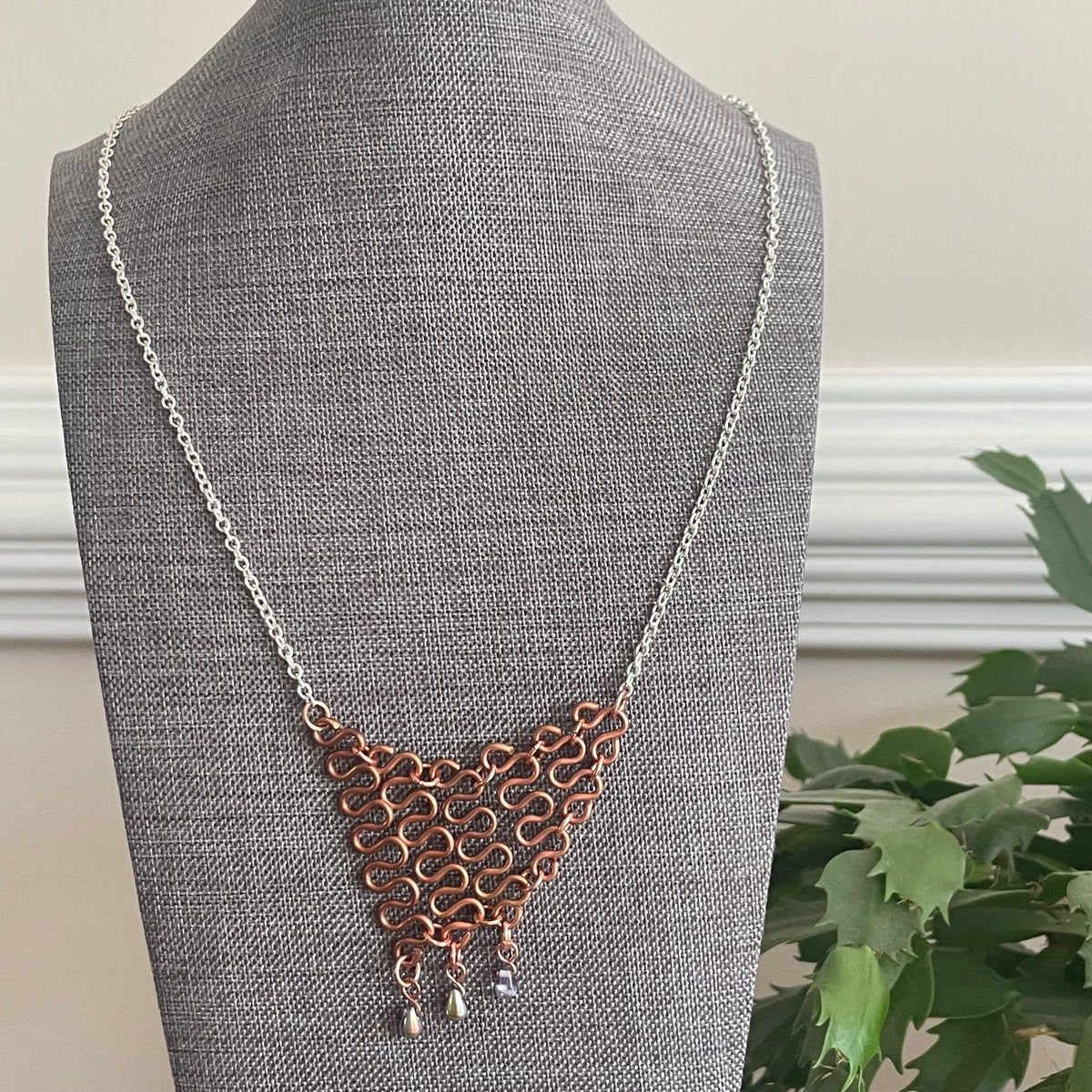 Linked Copper Bar Necklace Women's Jewelry Maximalist Statement Drama Avant Garde Geometric