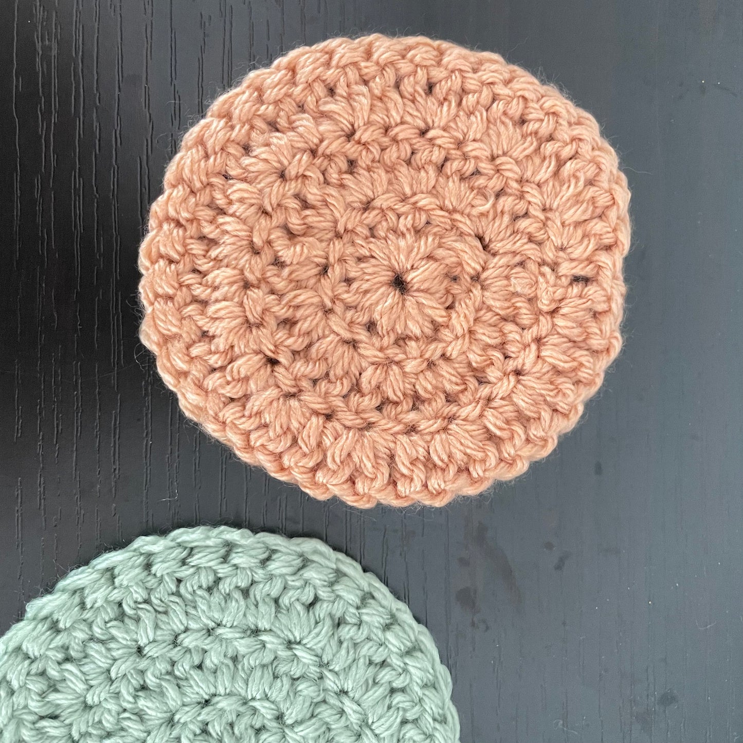 Green & Peach Drink Cup Coaster Set of 6 Green & Peach Home Housewarming Gift Vintage Retro Boho Home Hand Crochet Knit Dining Living Table Pastel