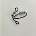 Single Adjustable Fidget Ring in Black Copper/Pearlescent Grey Bead Anti Anxiety Stress Spinner Wire