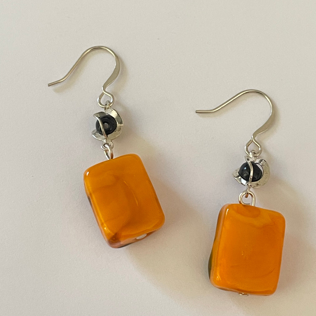 Halloween Mice Glass Earrings Orange Black Fun Women's Black Casual Jewelry Fall Autumn