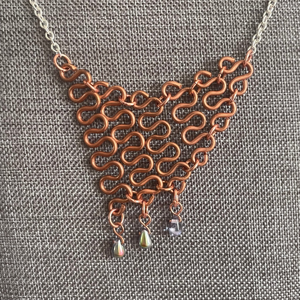 Linked Copper Bar Necklace Women's Jewelry Maximalist Statement Drama Avant Garde Geometric
