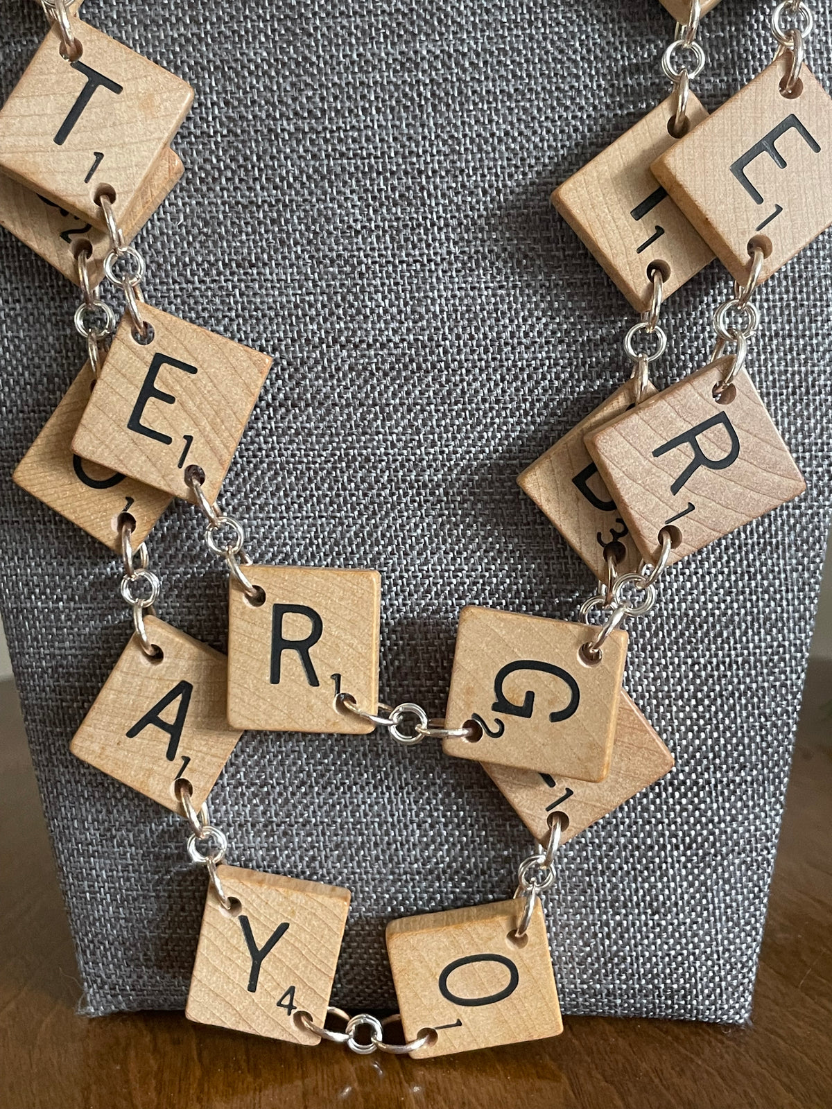 Wooden Letter Tile Necklace Scrabble Lovers Book Nerds Casual Women's Statement Jewelry Gift Mom Aunt Sister