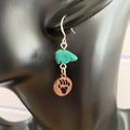 Turquoise Bear & Wood Carved Bear Claw Drop Earrings 1.5" Animals Nature Minimalist Lightweight Women Gift Everyday Fashion Handmade Jewelry