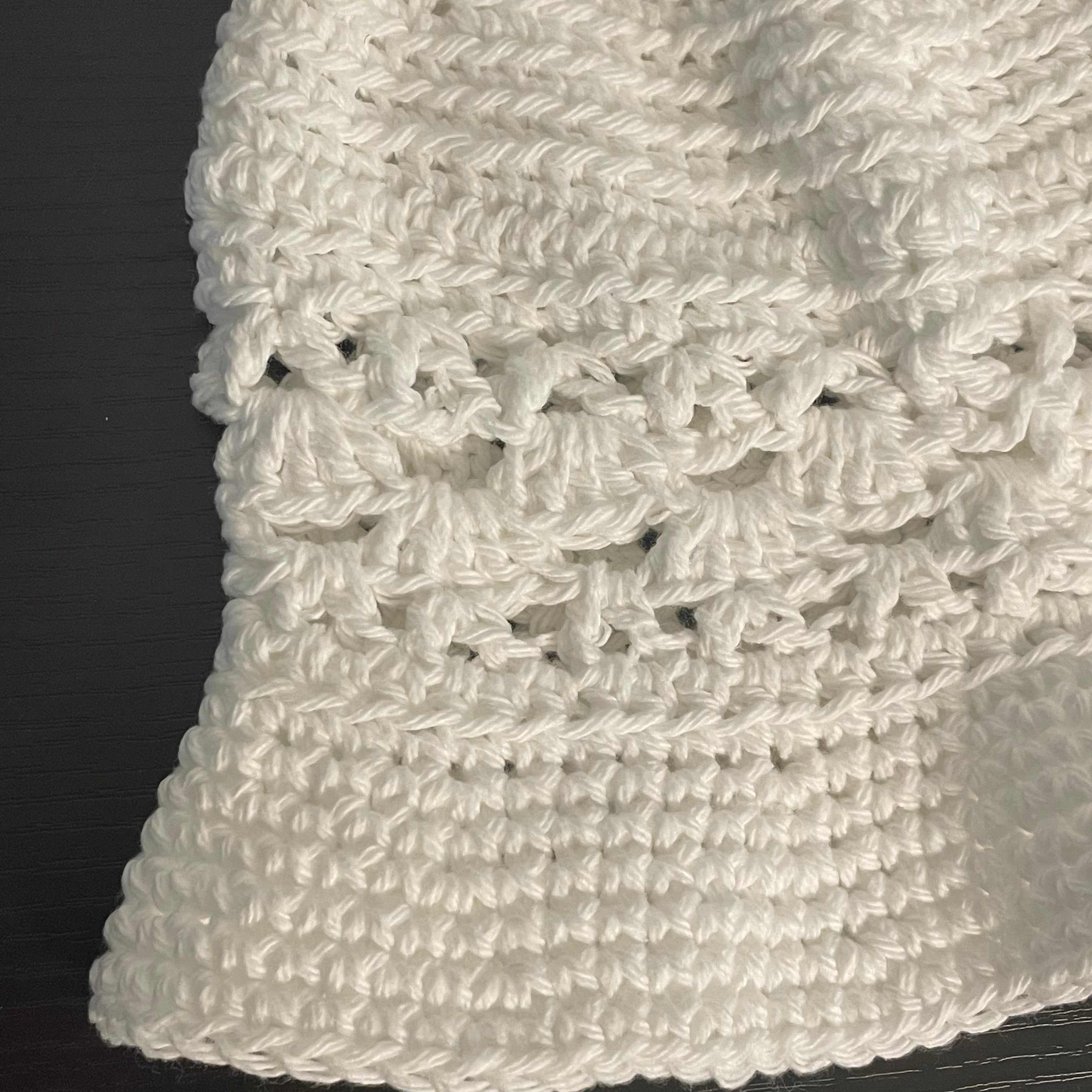 White Hand Crocheted Bucket Hat Vintage Retro Style 23.25" Outdoor Handmade Sun Beach Floppy Brim Open Stitch Band Accent Cotton Women Gift Accessory