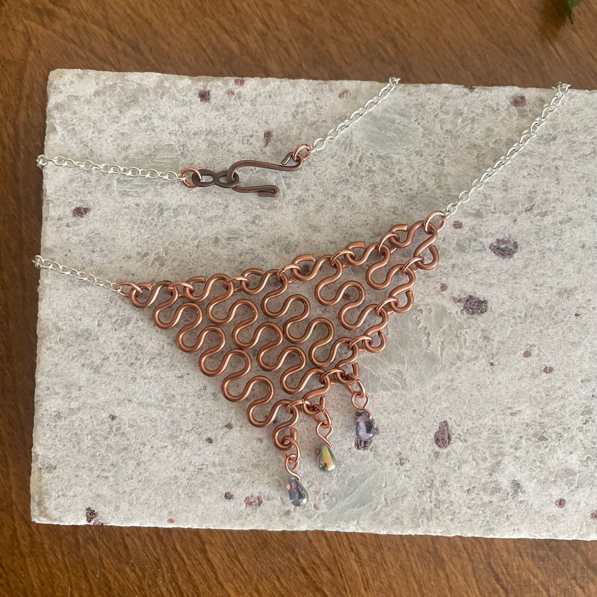 Linked Copper Bar Necklace Women's Jewelry Maximalist Statement Drama Avant Garde Geometric