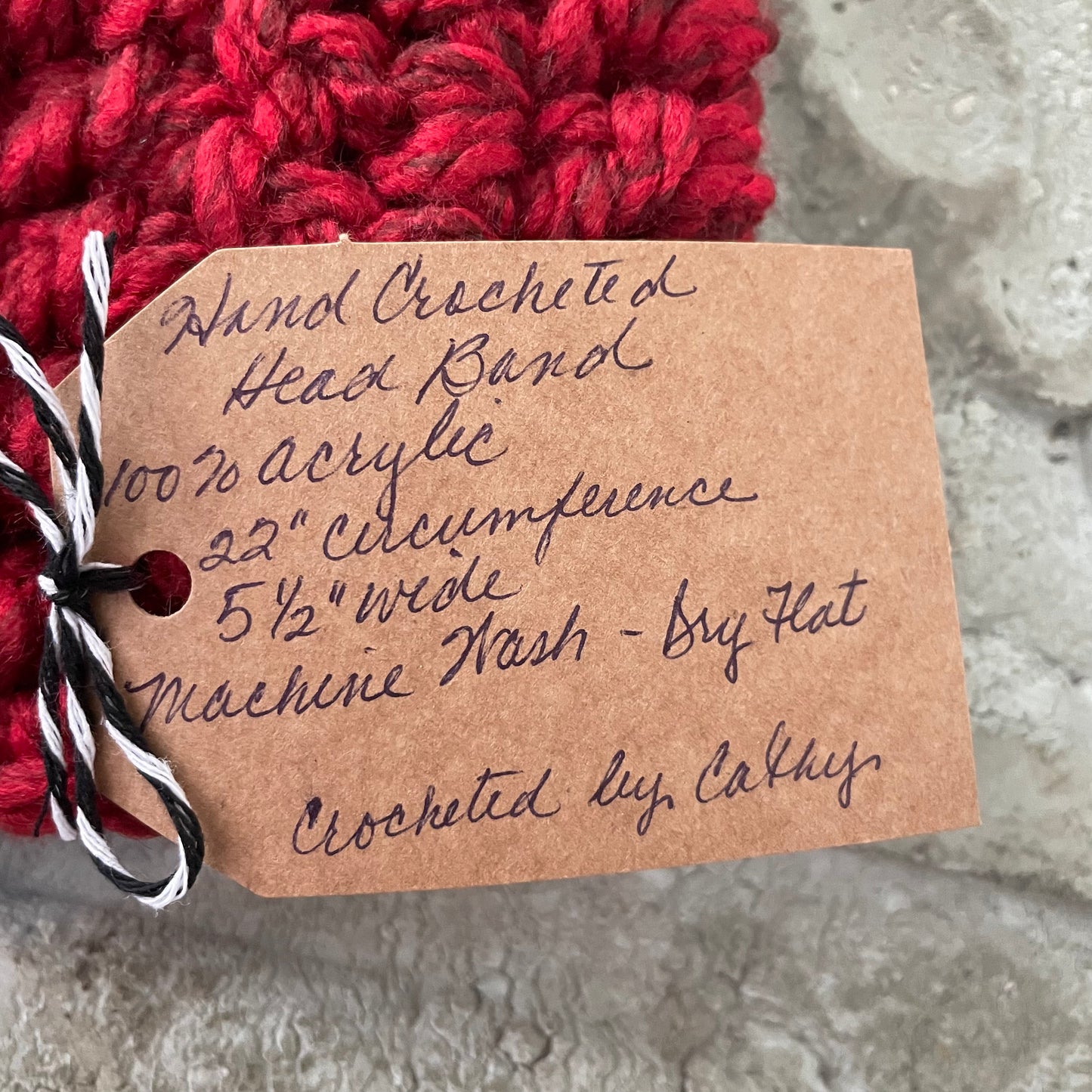 Extra Warm Marbled Red Wine Hand Crocheted Ear Warmers Wide Band 22" Headband Fall Winter Maroon Outdoor