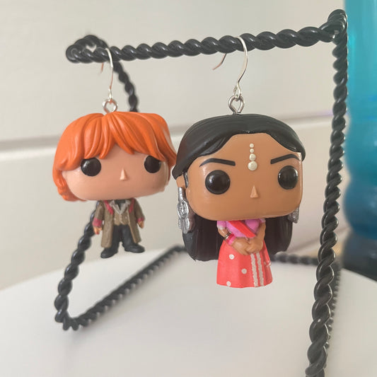 Pop Vinyl Earrings Ron Padma Yule Ball Hand Crafted Fandom Halloween Harry Potter Cosplay Repurposed