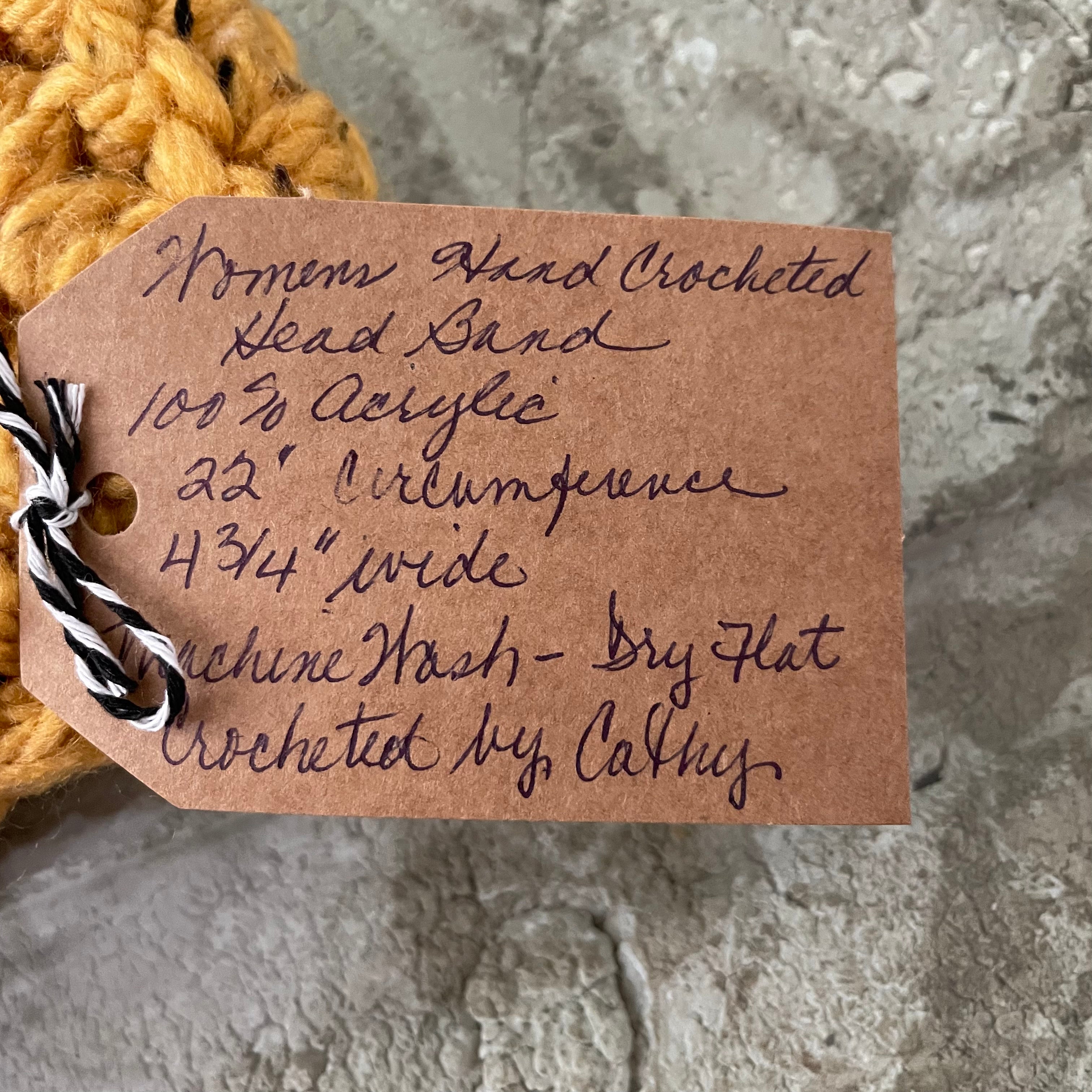 Extra Warm Marbled Sunflower Yellow Hand Crocheted Ear Warmers Wide Band 22" Headband Fall Winter Mustard Outdoor