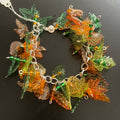 Colorful Fall Leaf Chunky Bracelet 8" Autumn Casual Handmade Women's Jewelry Lightweight Acrylic Chain Everyday