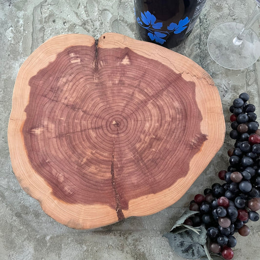 Live Edge Cedar Wood Charcuterie Board Medium Round/9.5-10" Hand Crafted Entertaining Party Hosting Holiday Gift Idea Housewarming