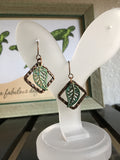 Textured Copper Leaf Earrings 1.25" Mixed Metal Patina Brass Geometric Women's Casual Everyday Jewelry Lightweight Handmade