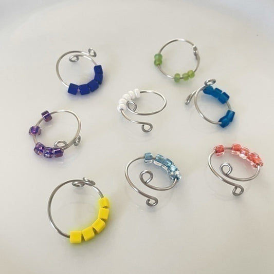 3 Pk - Adjustable Fidget Rings in Stainless Steel Anti Anxiety Stress Spinner Wire Extra Sturdy