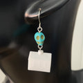 Mini Skull "Haunted Hotel" Earrings 1.75" Turquoise Magnesite Blue White Street Halloween Humor Fun Handmade Repurposed