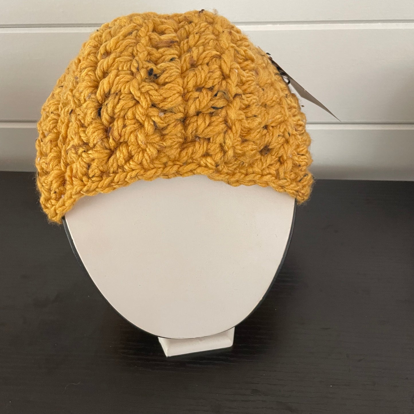 Extra Warm Marbled Sunflower Yellow Hand Crocheted Ear Warmers Wide Band 21" Headband Fall Winter Mustard Outdoor