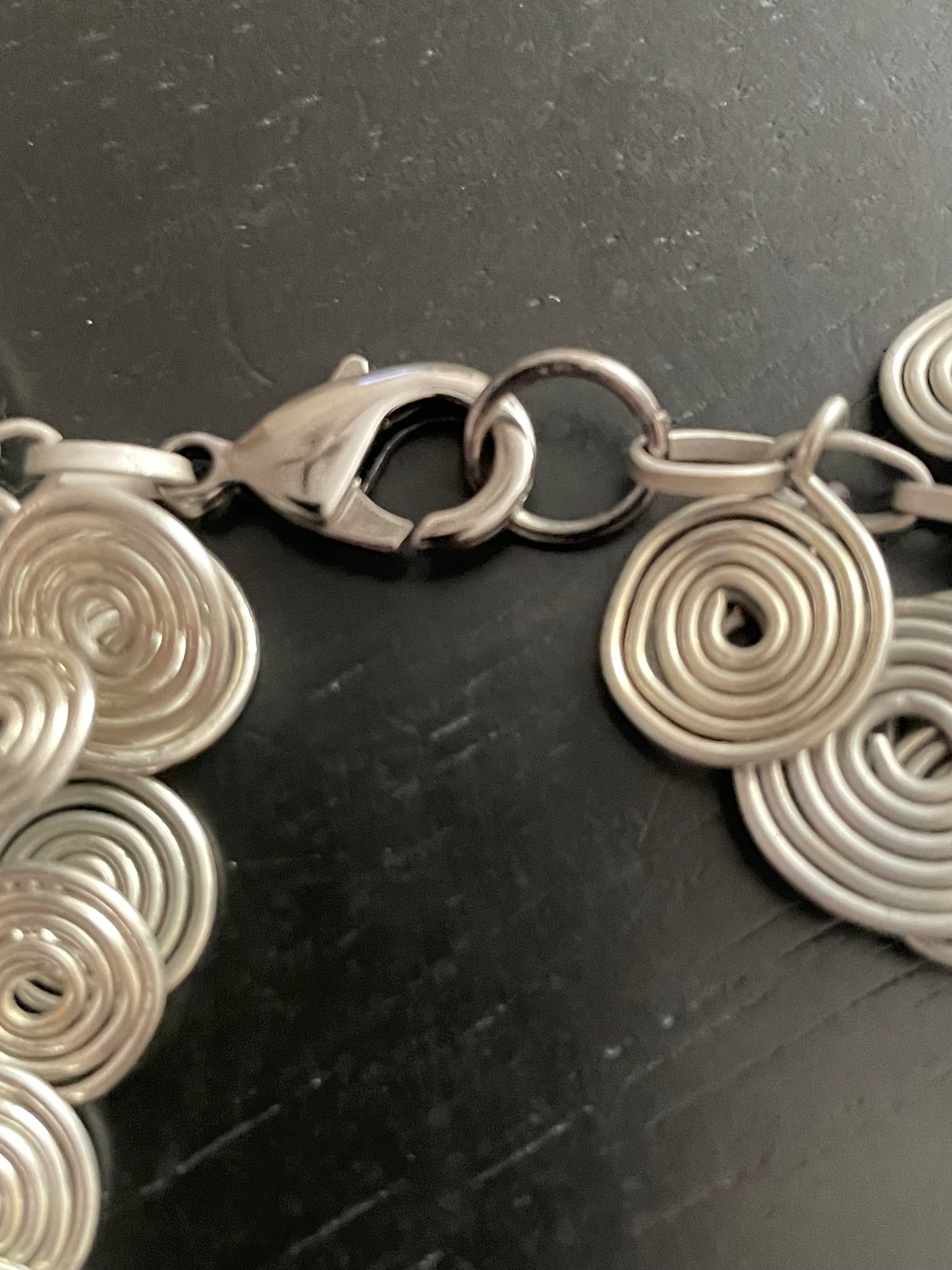Handmade Metal Spiral Bracelet 8” Wrapped Silver Colored Wire Geometric Texture Women's Jewelry Gift Idea