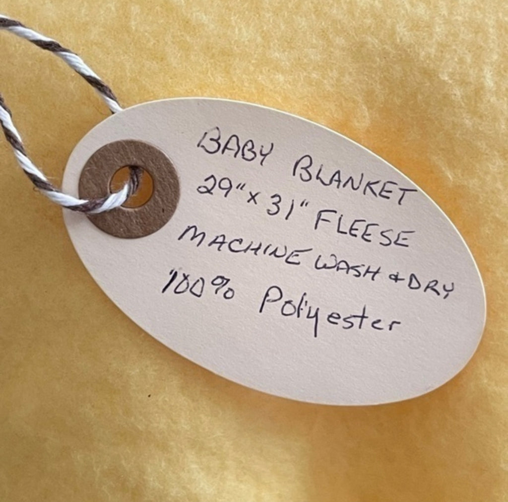 Hand Crafted Sunshine Yellow Fleece Baby Blanket NWT 29” x 31” Wide Fringe Kids Toddler Child Bedding Single Layer