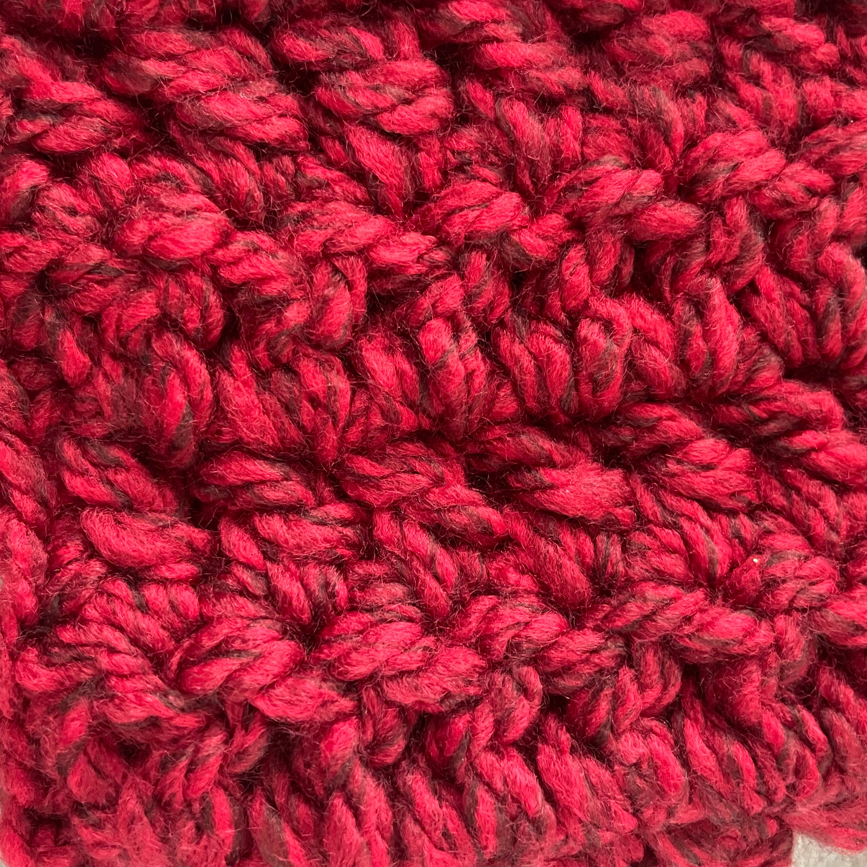 Extra Warm Marbled Red Wine Hand Crocheted Ear Warmers Wide Band 26" Headband Fall Winter Maroon Outdoor