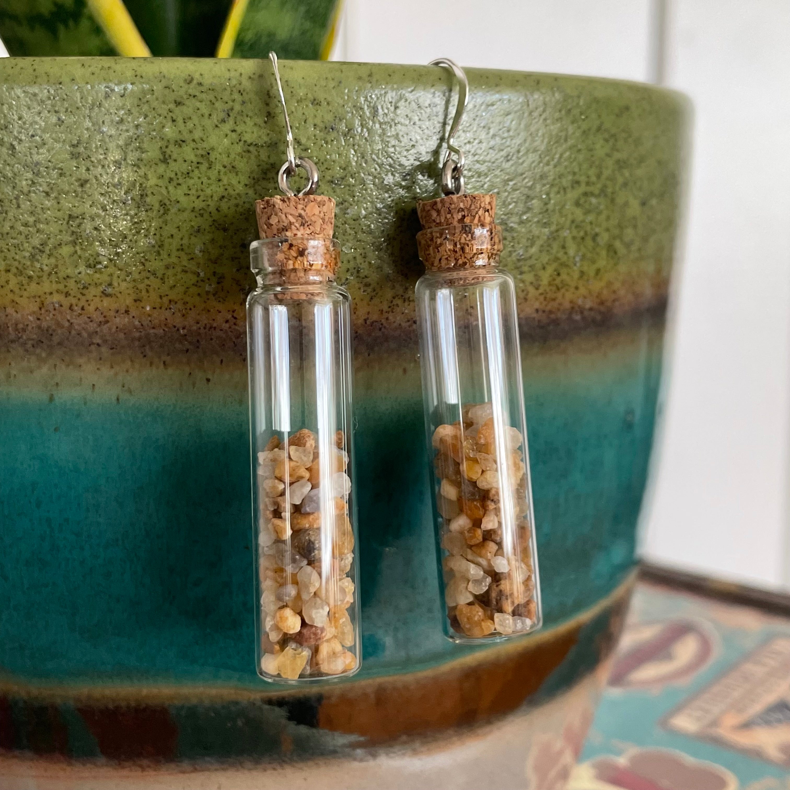 Long Sandy Beach Earrings Clear Glass 2.5" Coastal Vacation Boho Women Gift Everyday Fashion Handmade Jewelry