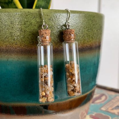 Long Sandy Beach Earrings Clear Glass 2.5" Coastal Vacation Boho Women Gift Everyday Fashion Handmade Jewelry