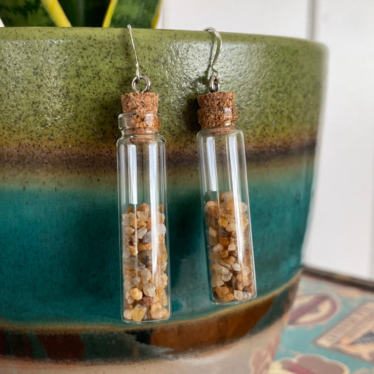Long Sandy Beach Earrings Clear Glass 2.5" Coastal Vacation Boho Women Gift Everyday Fashion Handmade Jewelry