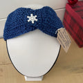 Space Blue Marble & White Snowflake Ear Warmer Headband Crochet Knit Hand Crafted Outdoor Fall Winter Hiking Running