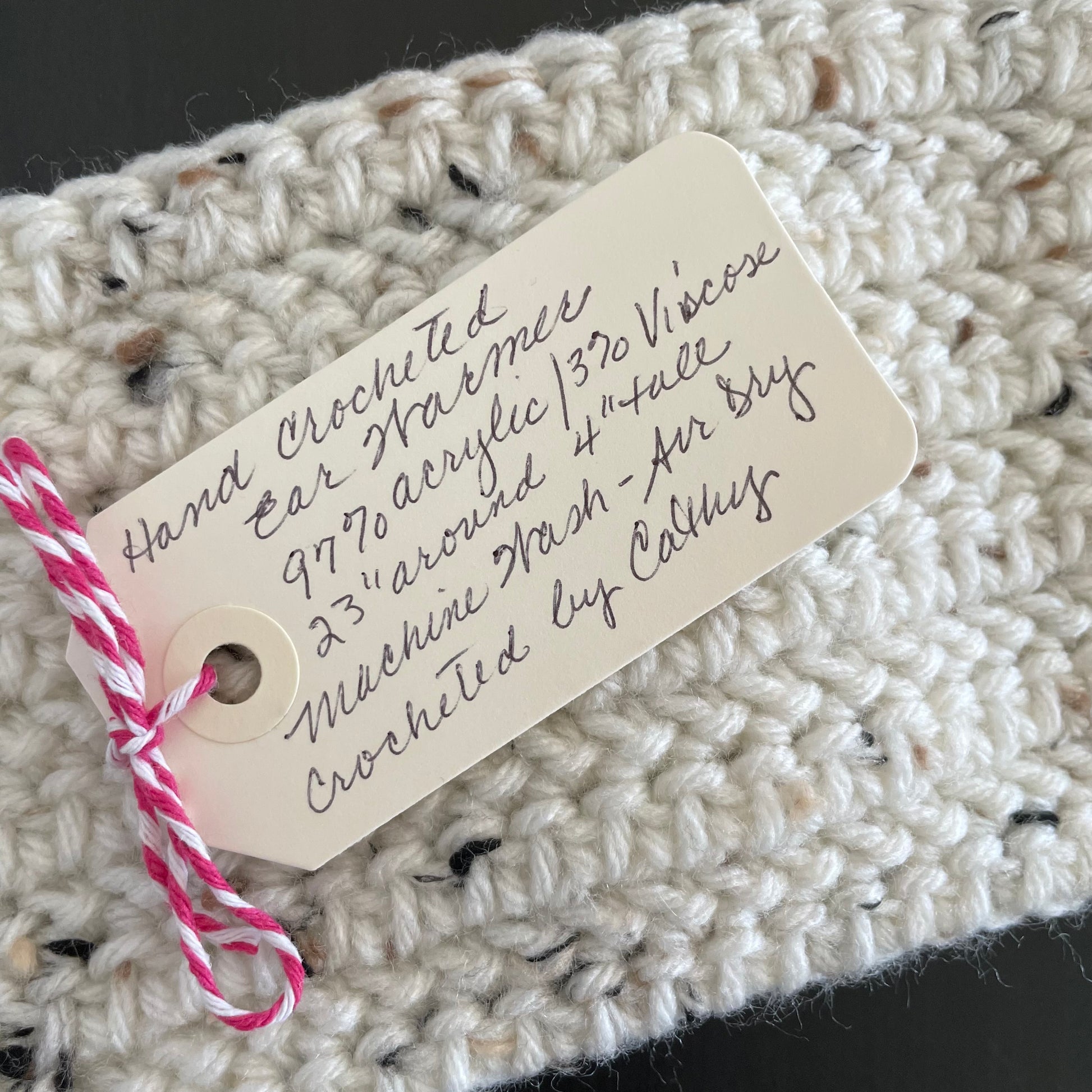 closeup of handwritten tag--details in description