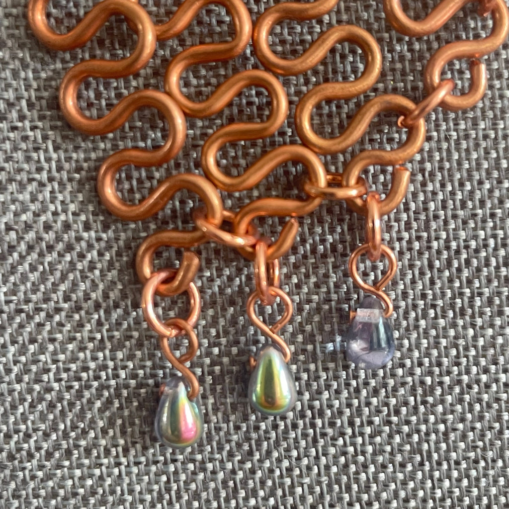 Linked Copper Bar Necklace Women's Jewelry Maximalist Statement Drama Avant Garde Geometric