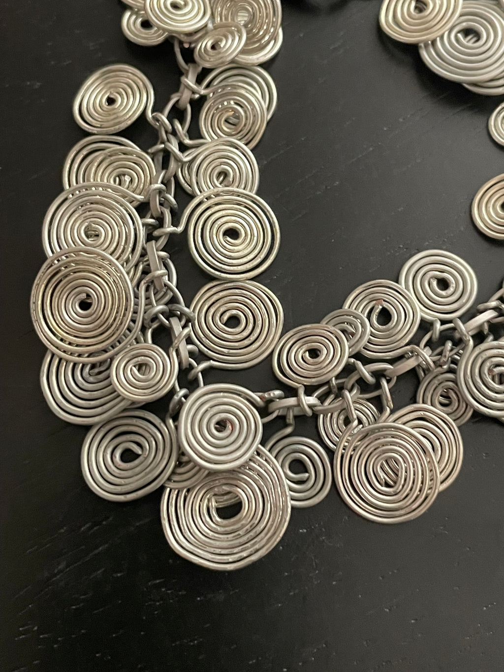 Handmade Metal Spiral Bracelet 8” Wrapped Silver Colored Wire Geometric Texture Women's Jewelry Gift Idea