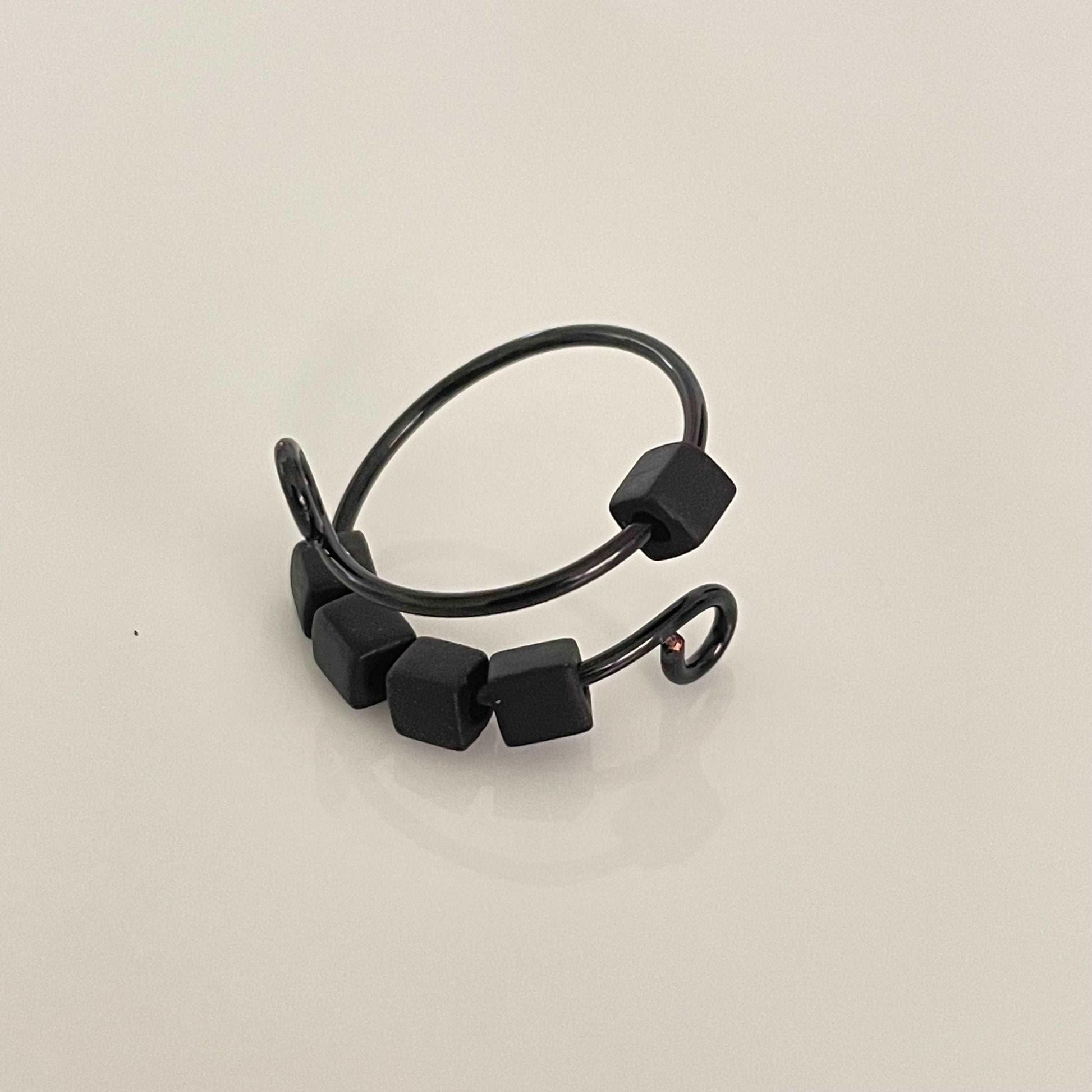 frosted black square beads