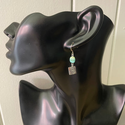 Handmade Mini Green Swirl Dangle Earrings Glass Textured Geometric Dangle Earrings Multicolored Women's Jewelry Casual Everyday Mom Sister Aunt