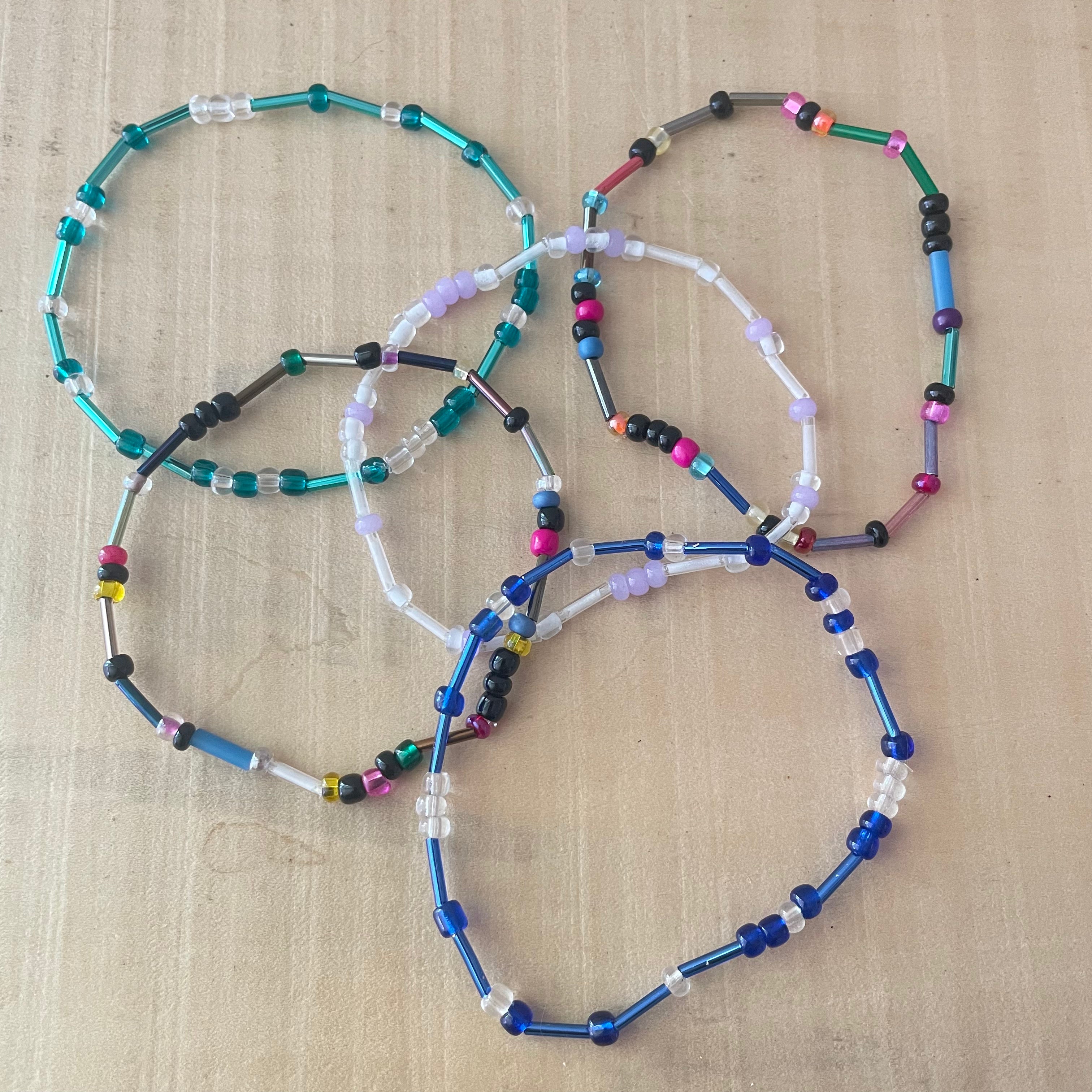 F*ck Cancer | 5 Pk Bracelet Mixed Pack Stretch Morse Code Gender-Neutral Mini / Seed Bead