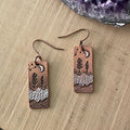 Handmade Forest & Moon Dual Tone Copper Earrings Tree Night Sky Women's Jewelry Casual Everyday Mom Gift Birthday Holiday Stamped Textured Mixed Metal