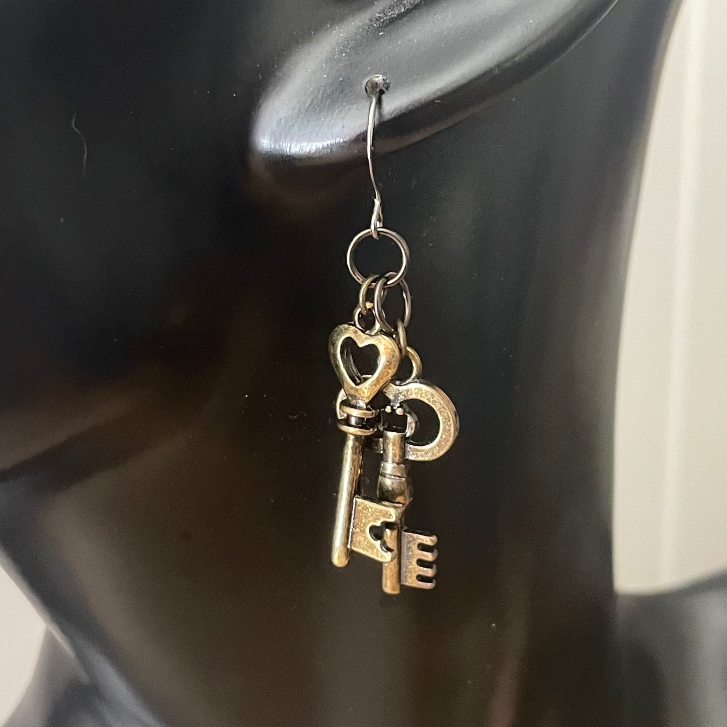 Handmade Mini Skeleton Key Dangle Earrings Mixed Metal Brass Women's Jewelry Casual Everyday Mom Sister Aunt Gift Steampunk Vintage Themed