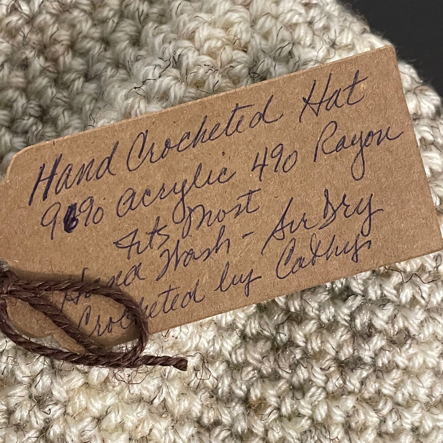 Crochet Rolled Brim Hat in Light Marbled Wheat Hand Crafted Knit Unisex Vintage Retro Style Outdoor