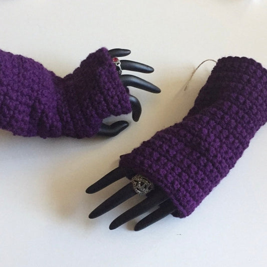 Extra Warm Purple Passion Gaming Texting Writing Tech Fingerless Gloves Wrist Warmers Bohemian Boho Outlander Fall Winter