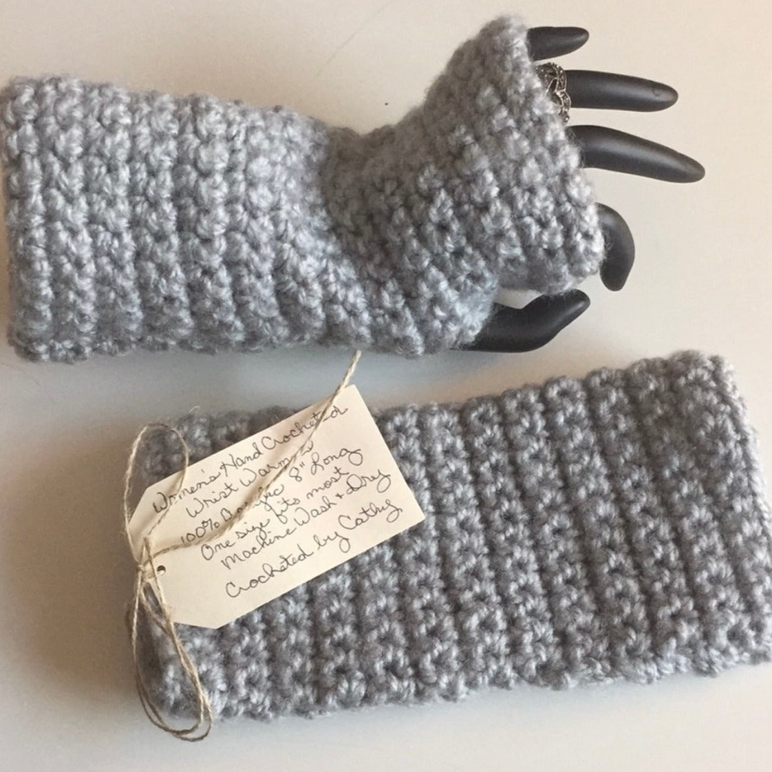 Extra Warm Silver Light Grey Gaming Texting Writing Tech Fingerless Gloves Wrist Warmers Bohemian Boho Outlander Spring Fall Winter Gray