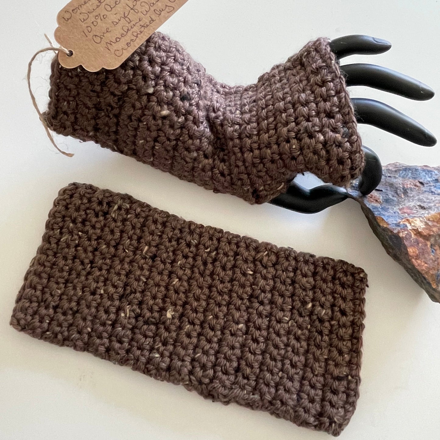 Extra Soft Dark Chocolate Speckled Gaming Texting Writing Tech Fingerless Gloves Wrist Warmers
