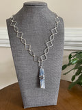 Wrapped Raw Blue Kyanite Pendant Necklace Large Link Chain Boho Coastal Vacay Women's Statement Jewelry Bold