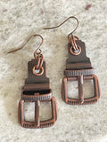 Copper Mini Belt Buckle Earrings 2" Steampunk Punk Women's Casual Everyday Jewelry