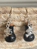 Black Glass Potion & Flying Witch Earrings Casual Women's Earrings Fun Halloween Spooky Vials Handmade