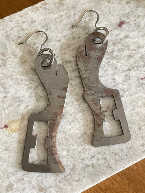 Antiqued Door Lock Mechanism Statement Earrings Handmade Repurposed Upcycled Women's Gift Idea Steampunk Punk Mixed Metal