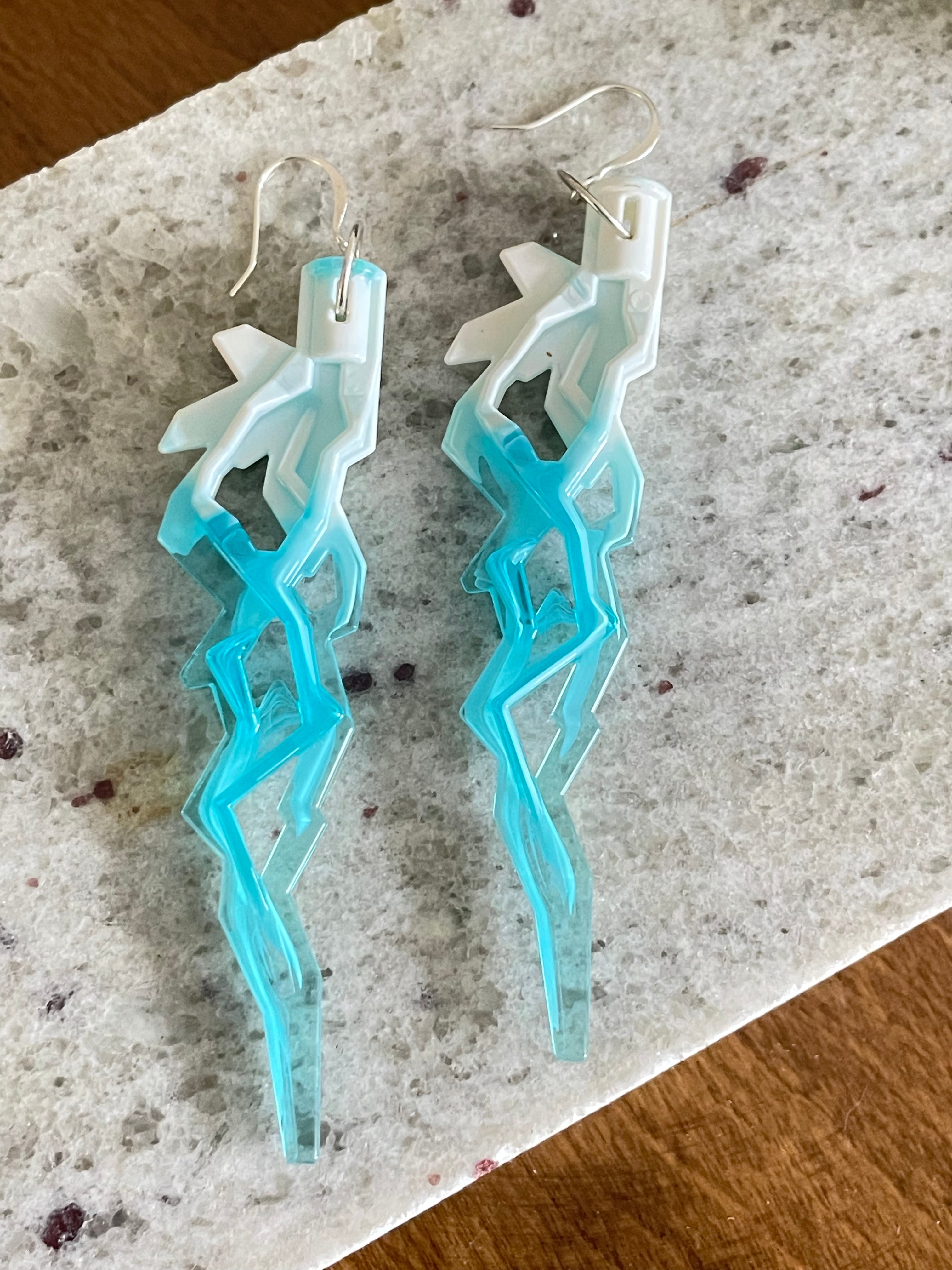 Acrylic Ombre Sword Statement Earrings Women's Jewelry Avant Garde Maximalist Book Club Gifts